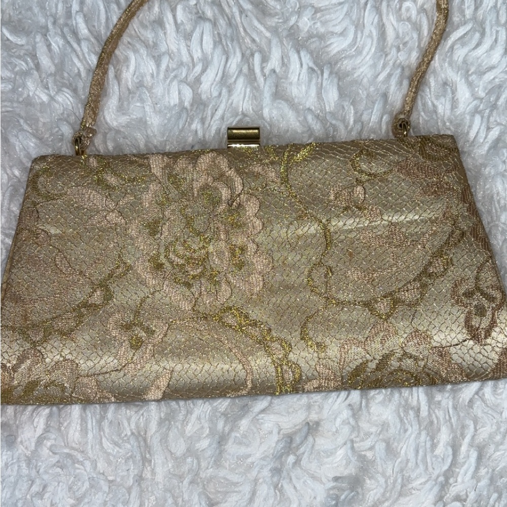 Elegant Gold Floral Clutch
